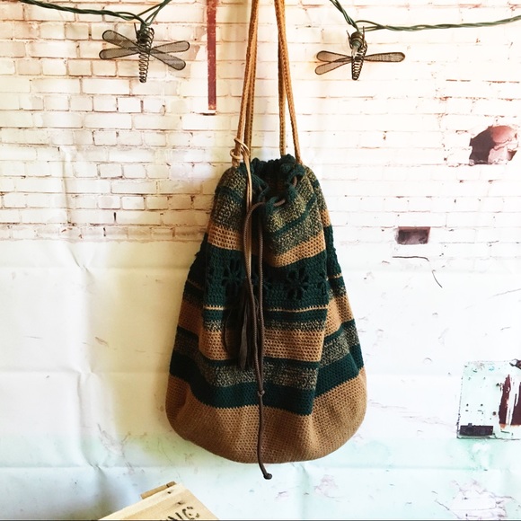 ❤️HP❤️Bohemian Green/Brown Hand Crocheted Bag NWOT - Picture 5 of 8